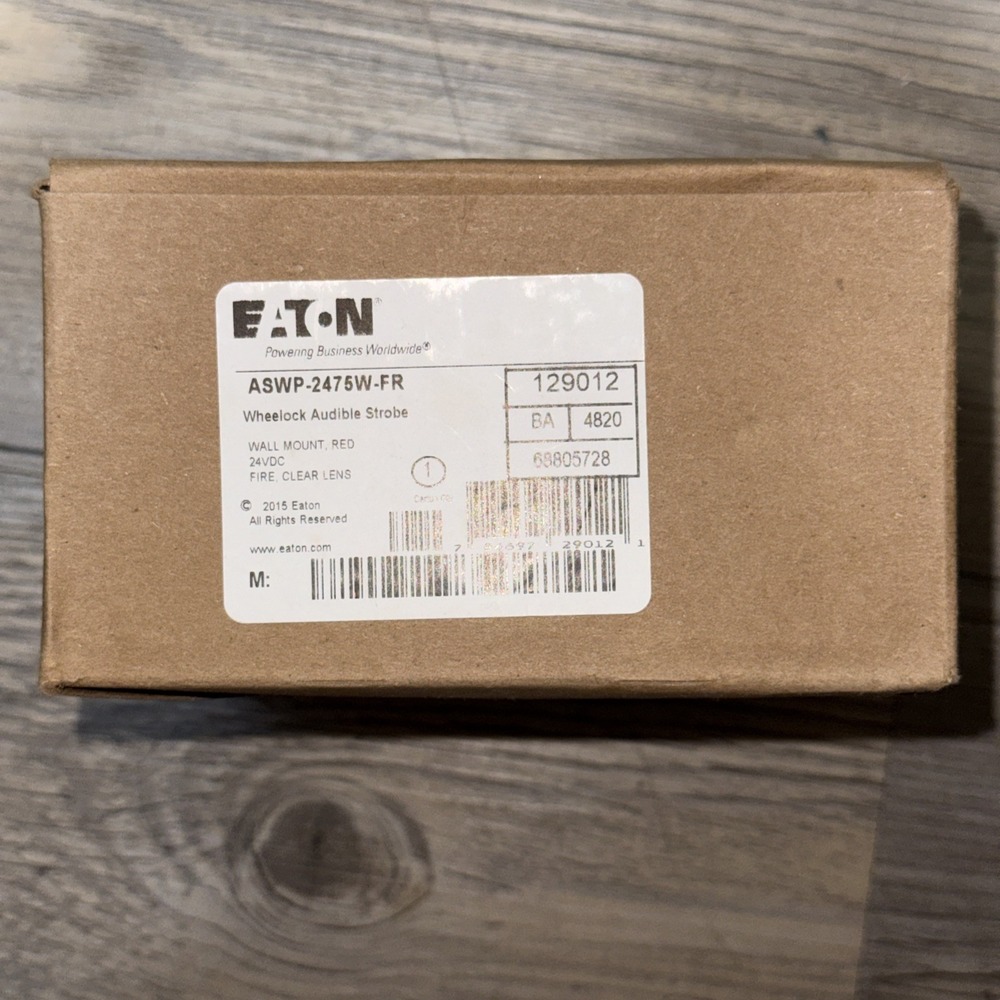 NEW IN BOX! EATON WHEELOCK 24V RED WALL MOUNT AUDIBLE STROBE ASWP-2475W-FR